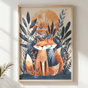 Impressão de raposa da floresta, arte de parede de berçário, decoração de quarto infantil, pôster de animal, arte imprimível, decoração de quarto infantil, presente, ilustração inspirada na natureza
