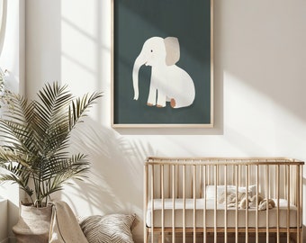 Elephant Nursery Wall Art Print, Baby Animal Poster, Kids Room Decor, Printable Digital Download, Safari Theme, Gift for Newborn