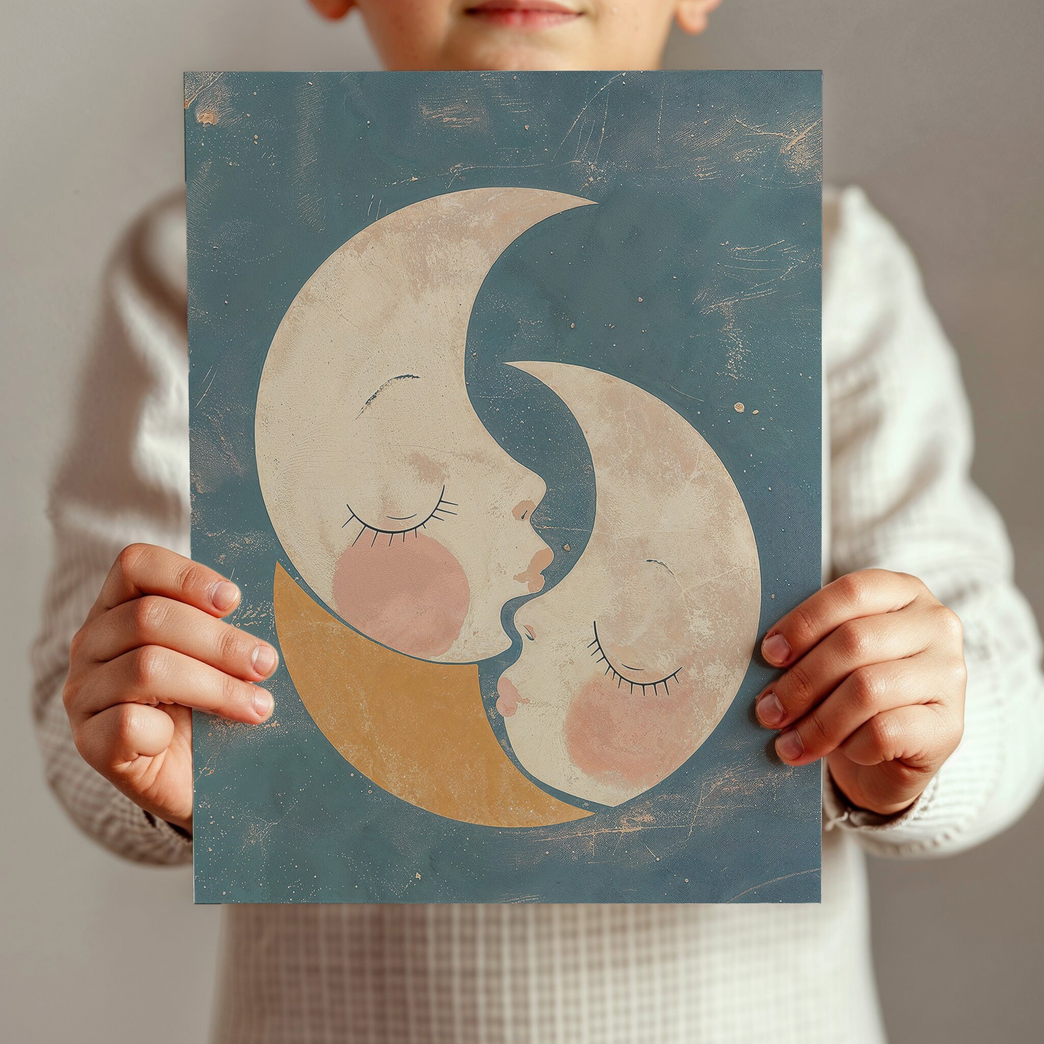 Moon and Stars Nursery Wall Art Print, Celestial Kids Room Decor ...