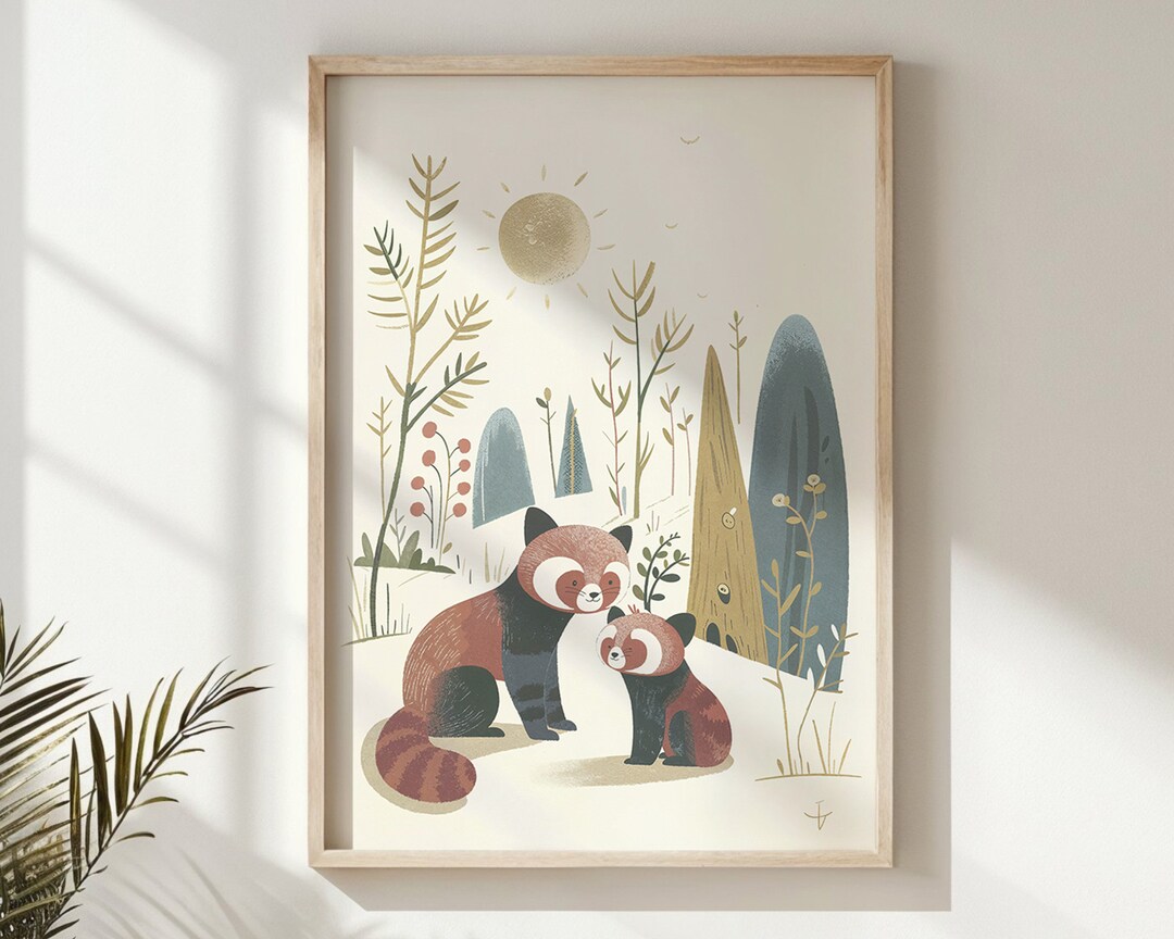 Red Panda Nursery Wall Art, Kids Posters Woodland Animal Decor Gift ...