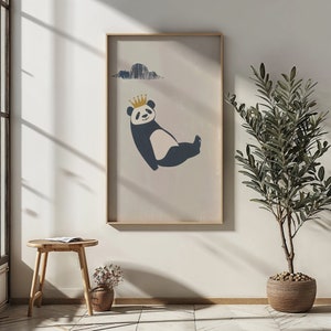 Panda King Nursery Wall Art, Kids Room Decor, Crown Panda Poster, Printable Art, Baby Panda Print, Gender Neutral Decor, Gift, Download