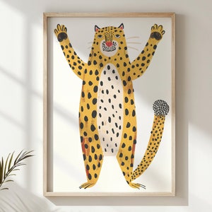 Impresión de guepardo de la selva, arte de la pared del vivero de Safari, decoración de la habitación de los niños, cartel de animales, obras de arte imprimibles, idea de regalo de baby shower, impresión de la pared de la sala de juegos