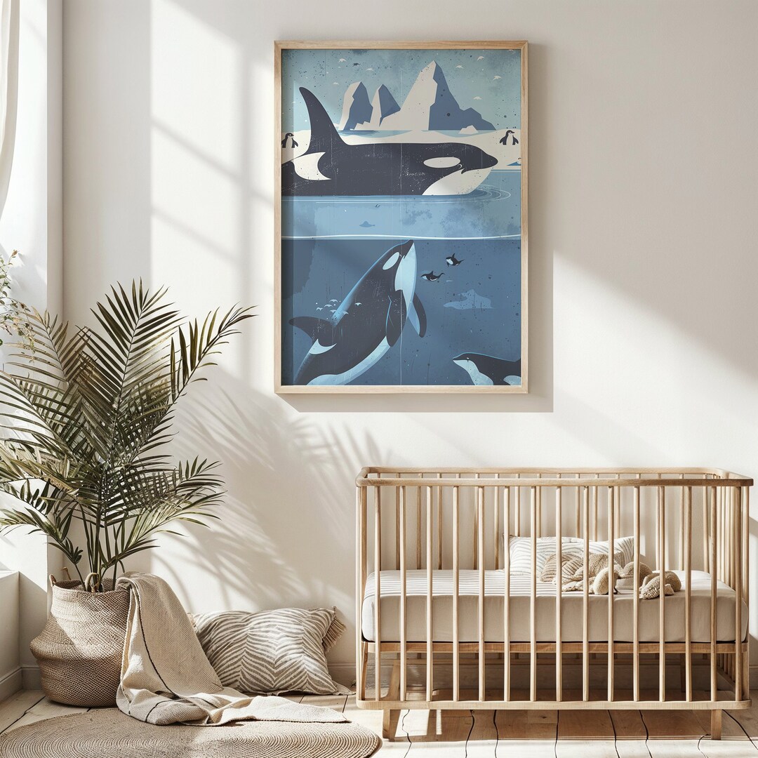 Orca Whale Printable, Arctic Ocean Nursery Wall Art, Kids Sea Animal ...