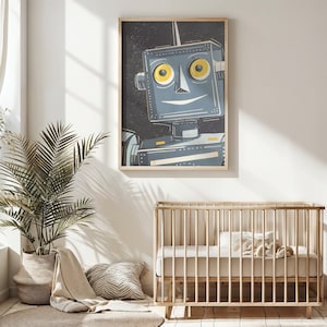 Nursery Wall Art Space Robot, Kids Room Decor, Educational Poster, Gender Neutral Artwork, Digital Download, Baby Shower Decor Gift