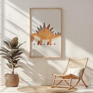 Dinosaur Print Nursery Wall Art, Kids Room Decor Stegosaurus Poster Printable Instant Downloadable Prehistoric Animal Themed Gift