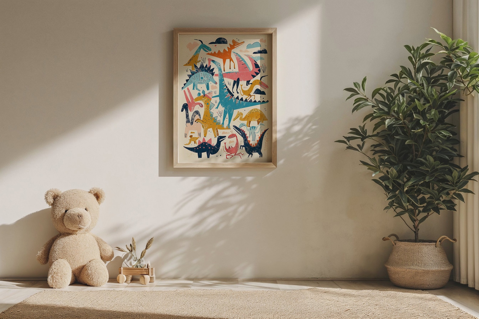Dinosaur Nursery Wall Art ~ Kids Room Decor ~ Playful Dinosaurs Poster ...