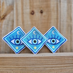 Evil Eye Iron on/Sew on Patch, Evil Eye iron on Patch, star Patch, Evil Eye Patch, Iron on Patch, moon patch, shirt patch