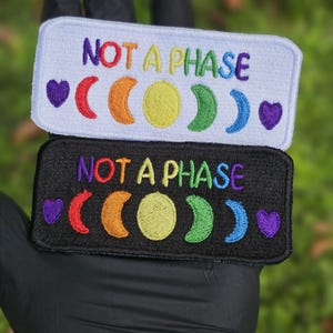 Rainbow Moon Iron on Patch, Not A Phase Patch, cute rainbow Patch, Embroidered Patch, rainbow patch, jacket patch, Backpack Patch