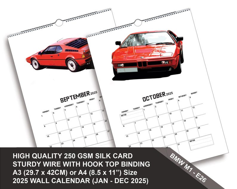 BMW E26 M1 2025 Wall Calendar - Etsy
