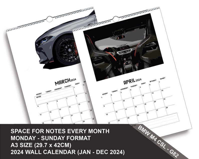 BMW G82 M4 CSL 2024 Wall Calendar - Etsy