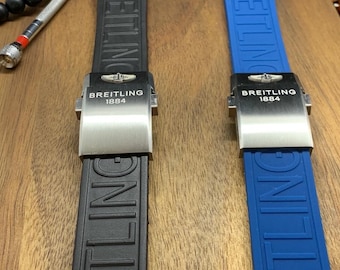 22mm 24mm Breitling rubber strap with deployment buckle clasp new