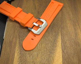 26mm/24mm/22mm Panerai officine Silicone Strap, Orange watchband fits Panerai Watch