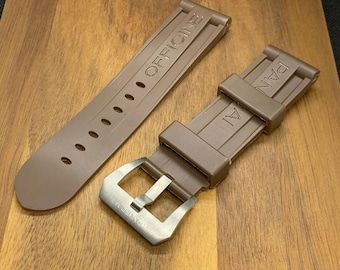 24mm Panerai officine Silicone Strap, brown, watchband fits Panerai Watch