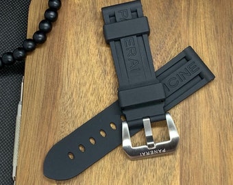 26mm/24mm/22mm Panerai officine Silicone Strap, Black, watchband fits Panerai Watch