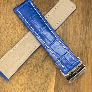 Breitling Deployment Clasp 22mm Crocodile Alligator Leather For