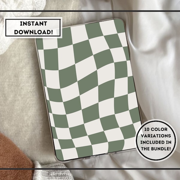 10 Wavy Checkered Printable Kindle Basic & Paperwhite Insert Bundle for Clear Case | DIGITAL DOWNLOAD | Kindle Case Insert | Kindle Bundle