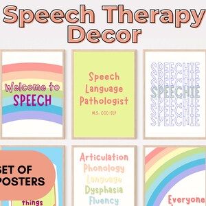 Decoración para salas de logopedia: Pósteres brillantes de logopedia, juego de 10 (impresiones digitales)