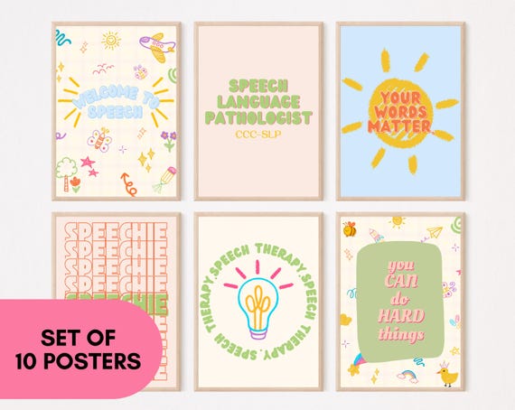 Scribble Speech Therapy Decor: 10 Poster Bundle (Digital Prints, PDF Files)