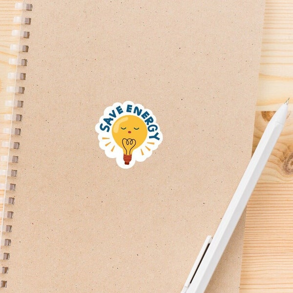 Save Energy Sticker - Cute Light Bulb Decal for Conservation Lovers - Waterproof