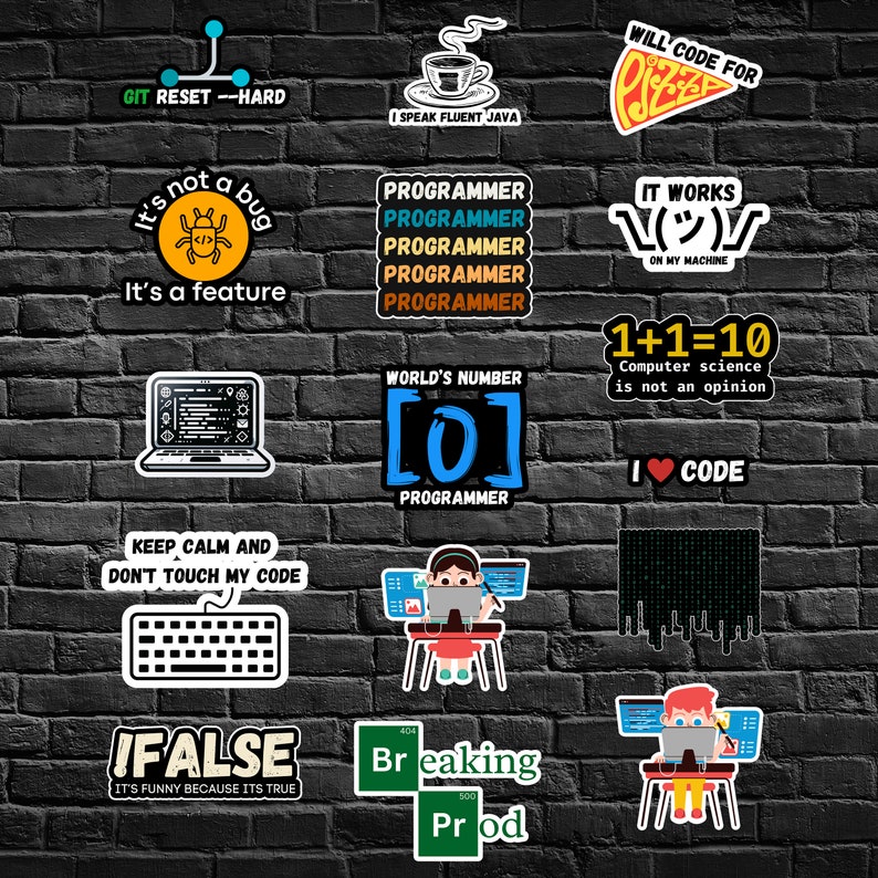 Programming Sticker Pack - 16 Handmade, Die Cut Decals, for Software ...
