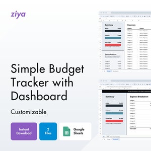 Puede incluir: Una captura de pantalla de una hoja de cálculo de Google Sheets que muestra un simple rastreador de presupuesto con un tablero. La hoja de cálculo tiene dos pestañas, "Presupuesto" y "Tablero". La pestaña "Presupuesto" tiene una sección de resumen con un presupuesto, gastos y presupuesto restante. La pestaña "Tablero" tiene una sección de resumen con un presupuesto, gastos y presupuesto restante, así como un gráfico de desglose de gastos.