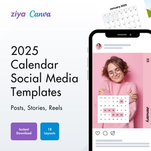 Editable 2025 Calendar Templates Bundle | Edit for Free in Canva | Social Media | Posts, Reels, Stories | Instagram, TikTok | Events