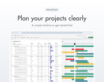 Gantt Chart Excel Template, Project Timeline Spreadsheet, Editable Project Planner, Task Tracker, Digital Download