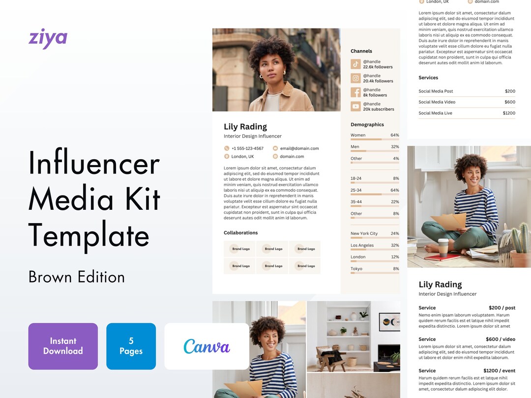 Canva Media Kit Template | Influencer Brand Press Kit (US Letter ...