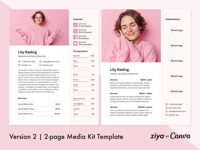 Media Kit Canva Template Instagram Media Kit Influencer Rate Sheet