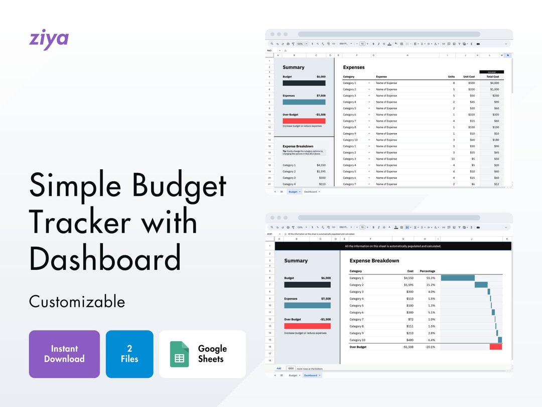 Simple Budget Tracker Template | Google Sheets | Microsoft Excel ...