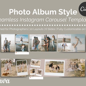 Estilo de álbum de fotos | Modelo de carrossel do Instagram sem emendas, modelo CANVA, carrossel do Instagram sem emendas