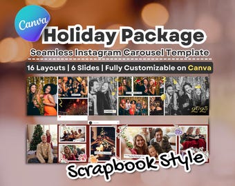 Holiday Scrapbook Instagram Carousel Template | Canva (Digital Download)