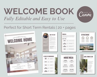 Editable Airbnb Welcome Book Template | Modern House Manual (Canva)