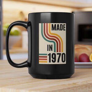 1970s Retro Black Mug: Vintage Birthday Gift
