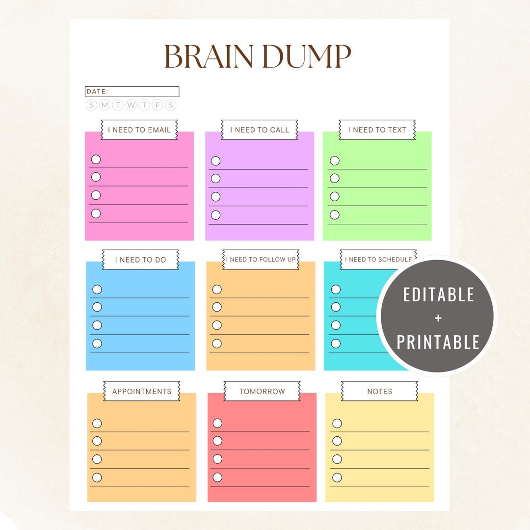 ADHD Brain Dump, Daily Planner & to Do List | Productivity Organizer ...