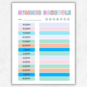 Summer Planner Kids Summer Printable Summer School Planner Summer Kids Weekly Routine Summer Kids Printable Summer Weekly Schedule Kids