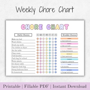 chore charts, Kids Daily Weekly Responsibility Chart, Kids Chore List, chore chart for kids, Kids Routine Chart, canva