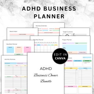 ADHD Small Business Planner Printable | ADHD Entrepreneur Planner, Business Owner Tracker, Focus Daily Work Organizer Digital PDF, Editable
