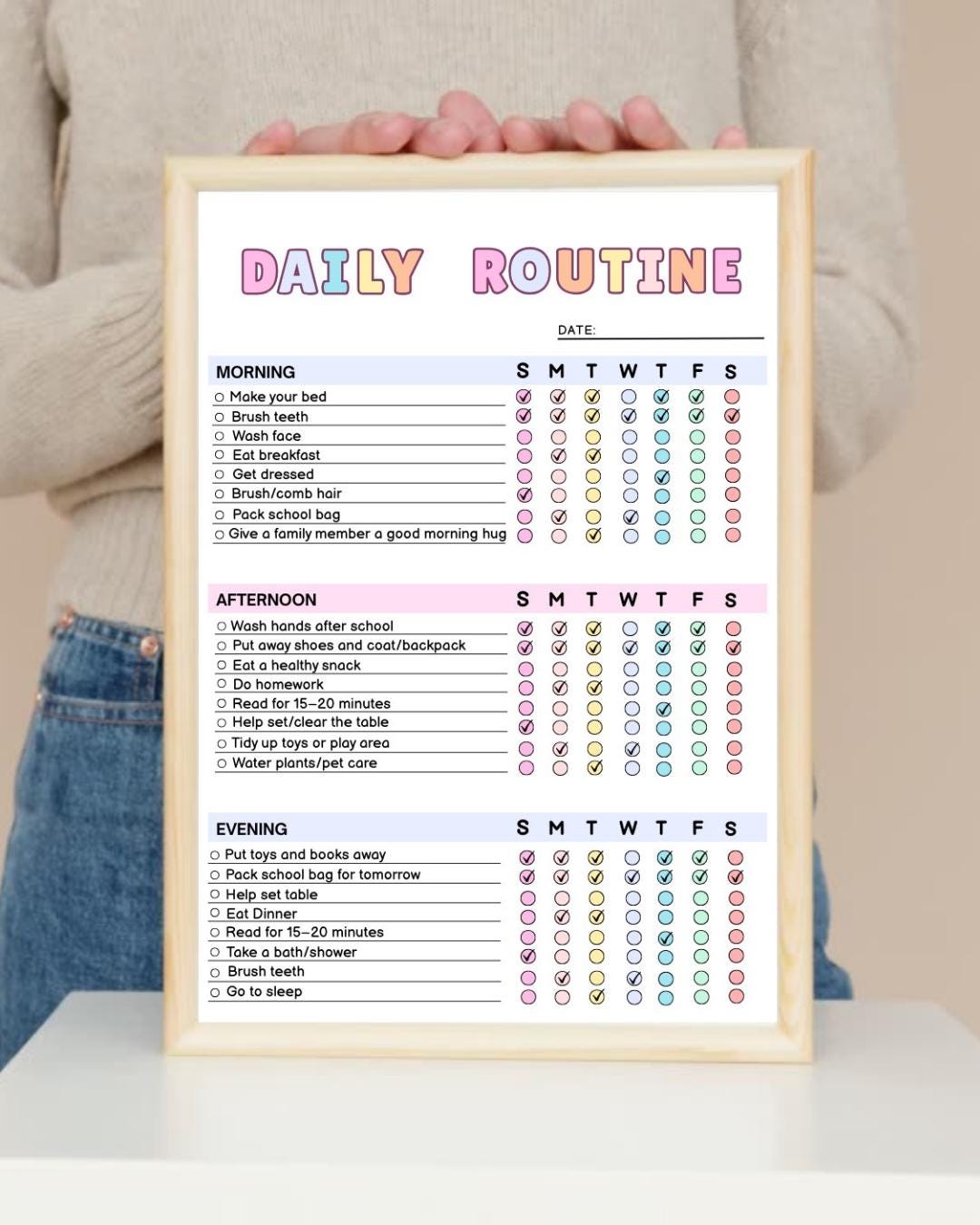 Kids Daily Routine Chart, Weekly Tasks Checklist (digital Download) - Etsy