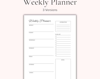 Minimalist Weekly Planner Printable, Task List (PDF)