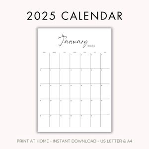 2025 calendar, Calendar 2025, 2025 Monthly Planner Printable 2025, Wall Calendar, Calendar, printable calendar, digital calendar