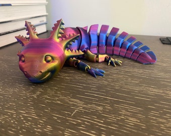 3d Printed Lifelike Axolotl - Fidget Toy - SILK COLORS - Gift - Sea Creatures - Rainbow - 3d Print - Fun - Satisfying