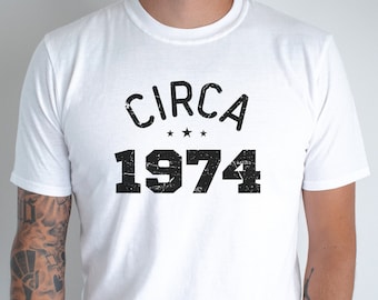 50 Jahre Geburtstag Geschenk: Retro 1974 Distressed Print T-Shirt