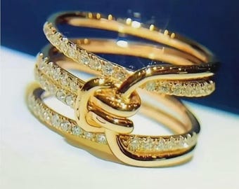 French Romantic Style Knot Promise Ring Gold Plated