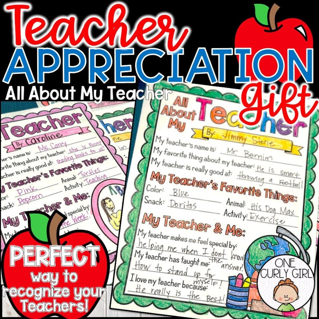 Teacher Appreciation Week Gift for Teacher, Easy Printable All About MY ...