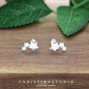 S925 Sterling Silver Star Earrings - Five-Pointed Star Studs