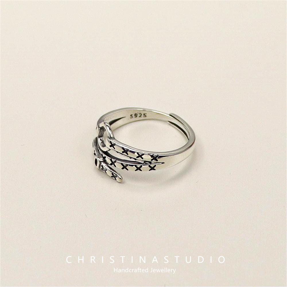 S925 Sterling Silver Made Old Belt Personality Asymmetric