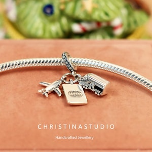 S925 Silver Necklace Accessory Pendant in Travel - Airplane - Train Shape, Fit Pandora