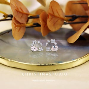 S925 Sterling Silber Muschel Blumenkranz Ohrstecker für Frauen Mode Blumen Schmuck Geschenk Elegante Blumen Ohrringe