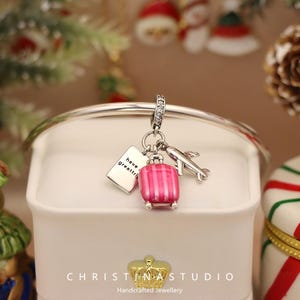 925 Silver Travel - themed Luggage, Airplane and Passport Trio Charms, Fit Pandora